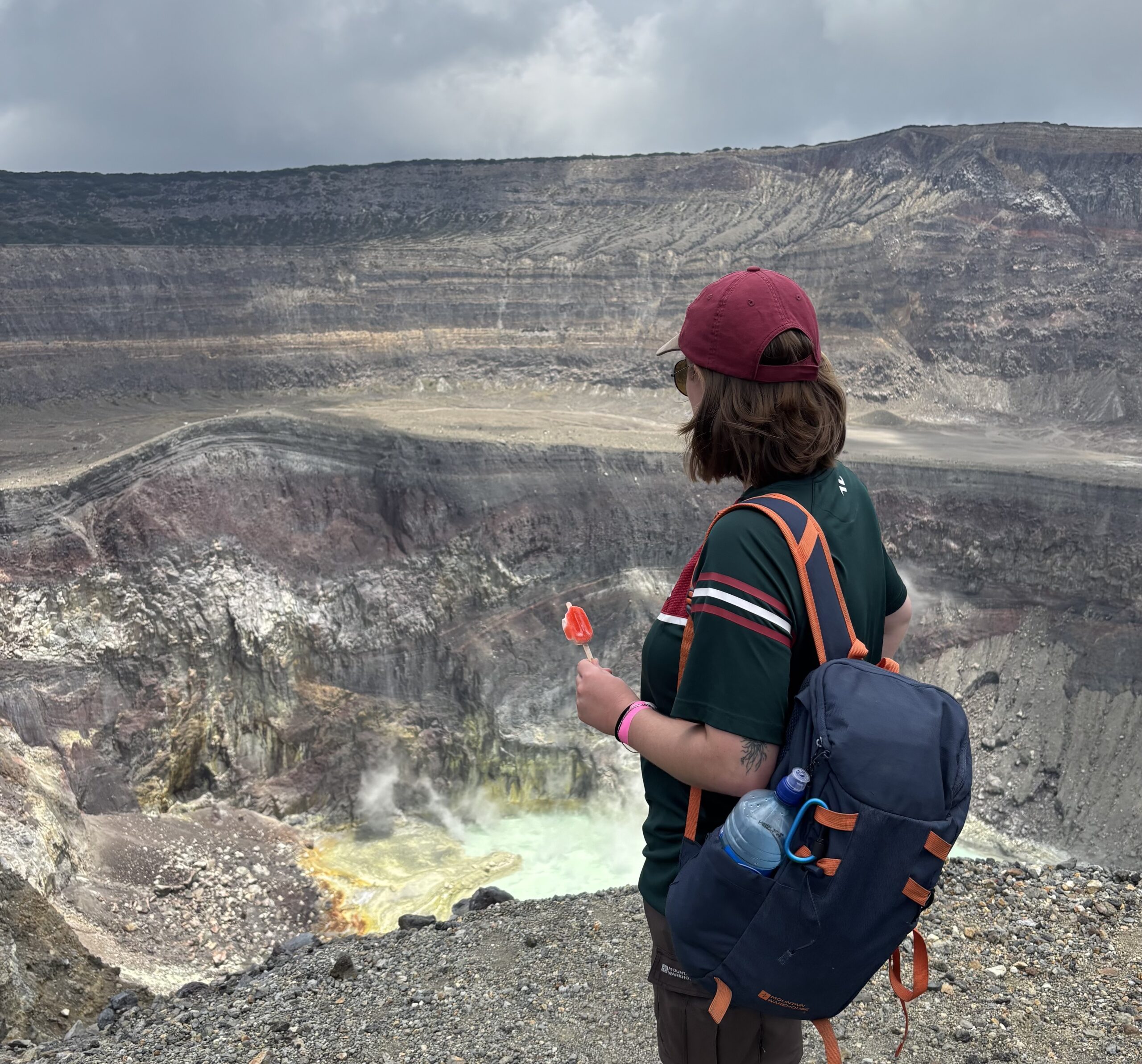 Overlooking the crater in the Santa Ana Volcano