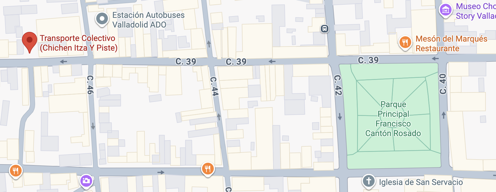 Google maps screenshot depicting the location of the colectivo stop